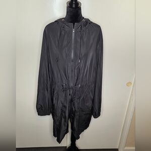 Black Hooded Rain Jacket